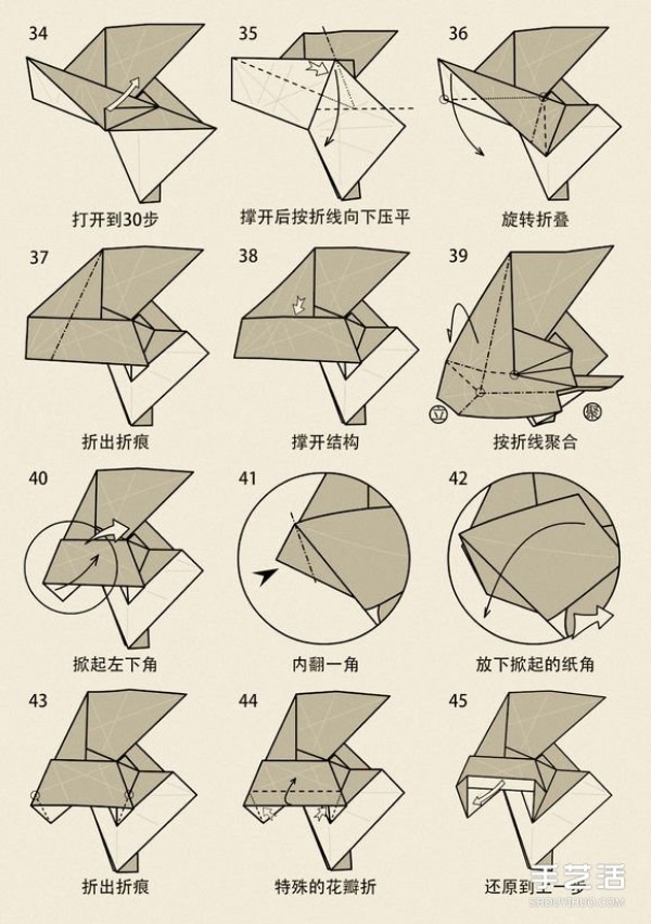 The origami method of the goat illustrates the folding steps of the twelve zodiac sheep