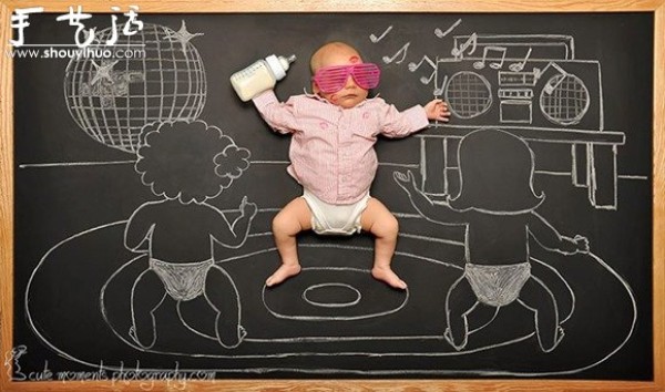 Blackboard graffiti takes the babies on a blackboard adventure