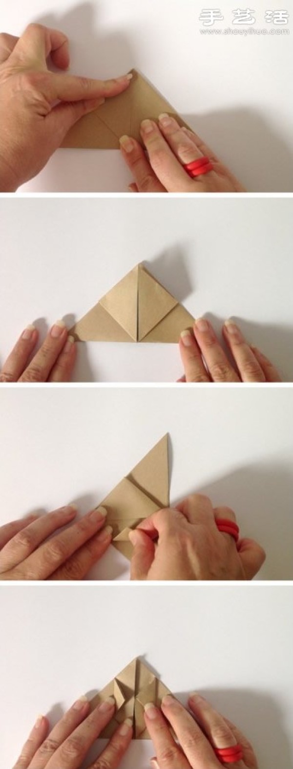 Illustration of how to fold a cute origami rabbit