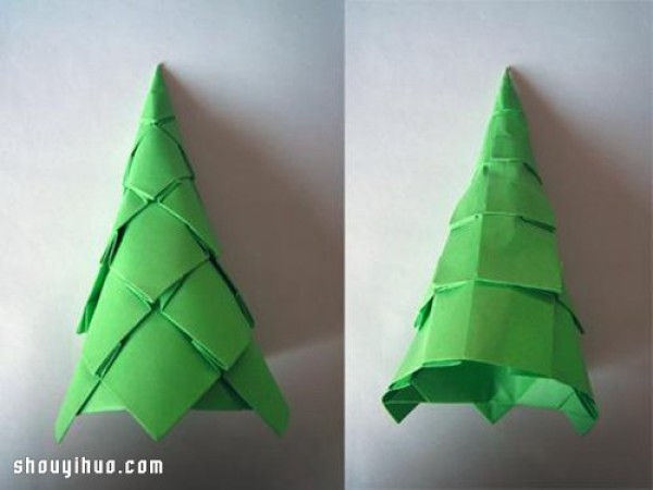 One piece of paper origami three-dimensional Christmas tree handmade DIY illustrated tutorial