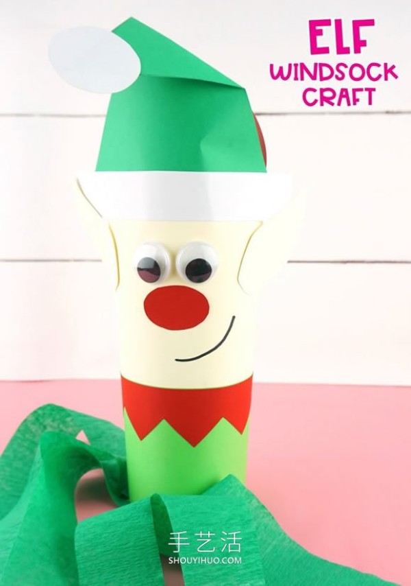 Tutorial on how to make a handmade Christmas elf windsock in kindergarten