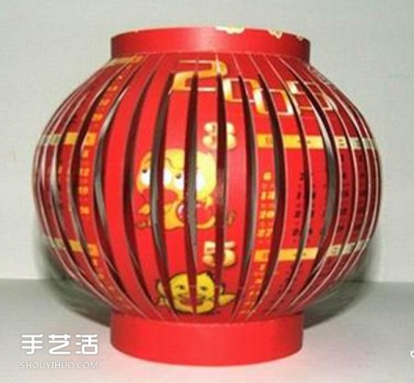 How to make red lanterns for young children. Illustrations of how to make lanterns for wall calendars