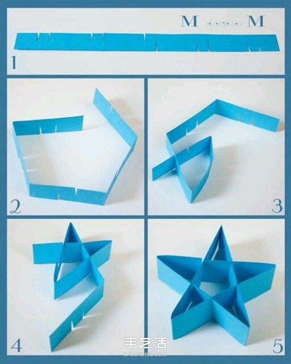 Simple three-dimensional five-pointed star folding method, childrens origami three-dimensional star illustration