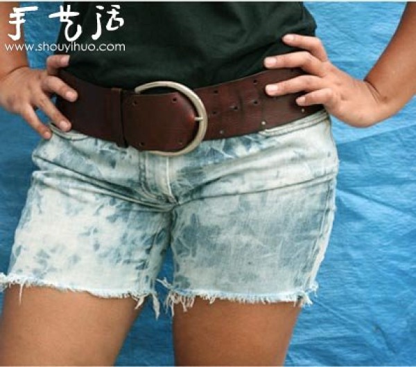 Old long jeans transformed into hot shorts