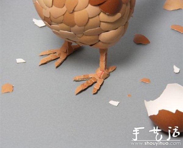 Handmade little hen with egg shells