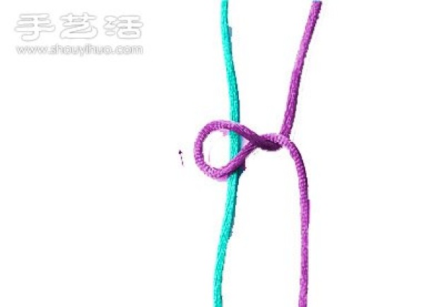 Illustration of knitting method of double-line button knot