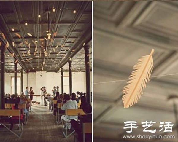 Paper/non-woven fabric + iron wire handmade romantic feathers