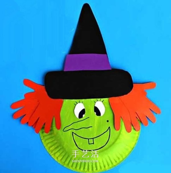 How to make a Halloween witch mask and how to make a witch head from a dinner plate