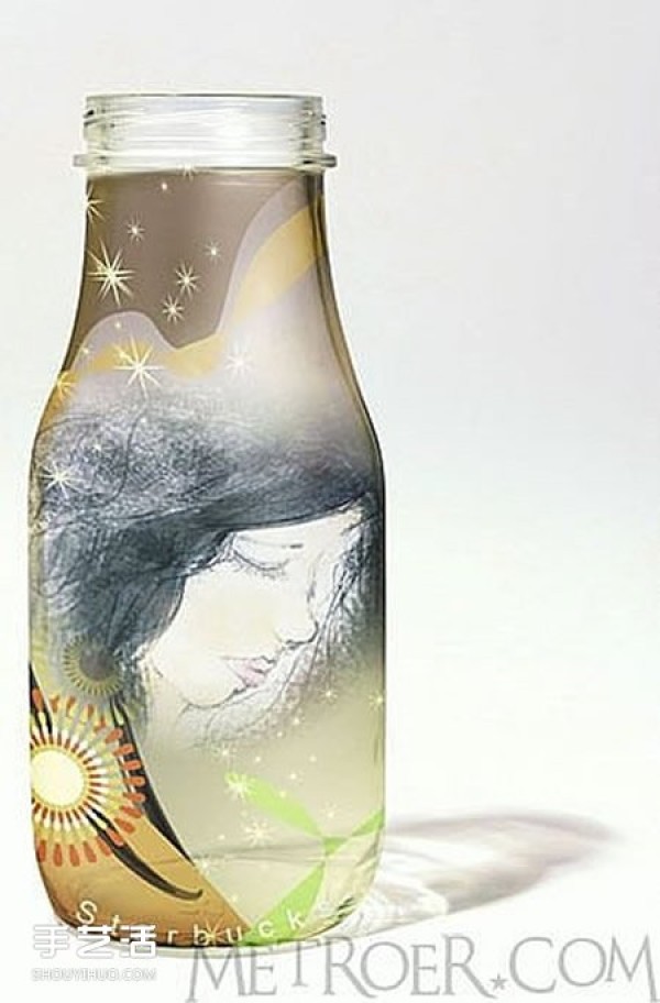 A collection of hand-drawn pictures of beverage bottles for appreciation of handmade beverage bottle paintings