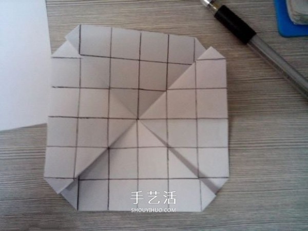 Illustration of how to fold the eight-petal Kawasaki rose, origami eight-petal Kawasaki rose