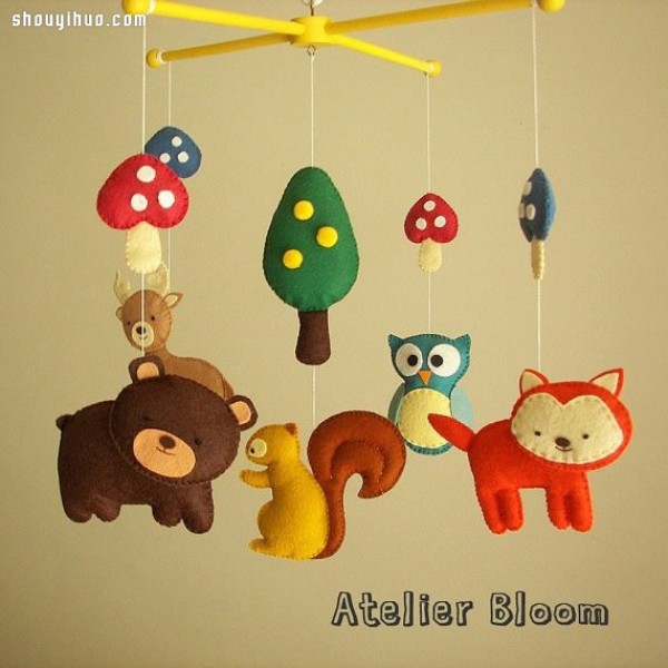 Super cute handmade fabric cartoon small animal wind chimes for children