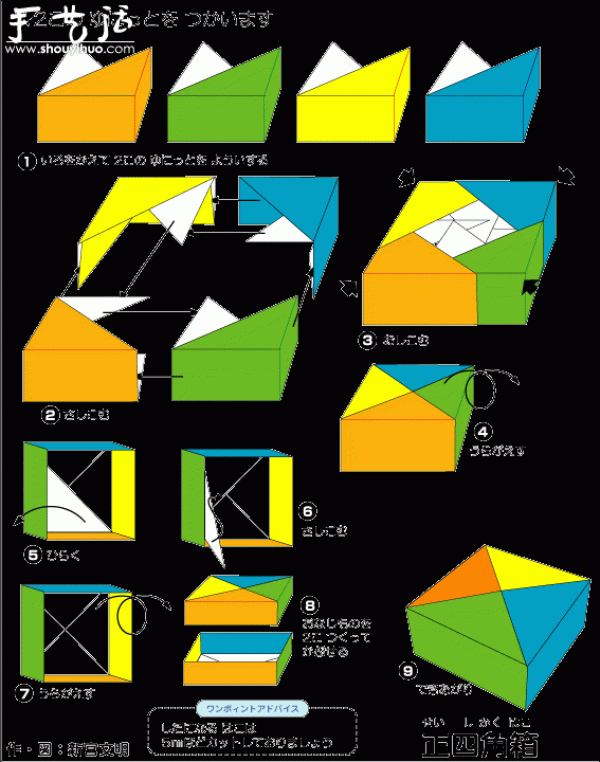 Origami tutorial of a square box combination