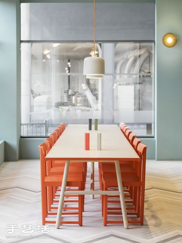 Swedish restaurant decoration design with pure Nordic colors, light and bright colors