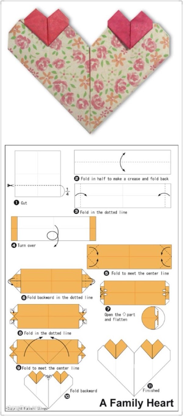 Six ways to make origami hearts, illustrated steps for handmade origami hearts