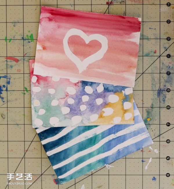 Hand-painted watercolor postcard tutorial illustrates how to make a watercolor postcard