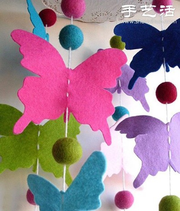 Felt cloth DIY to make butterfly-shaped home hanging ornaments