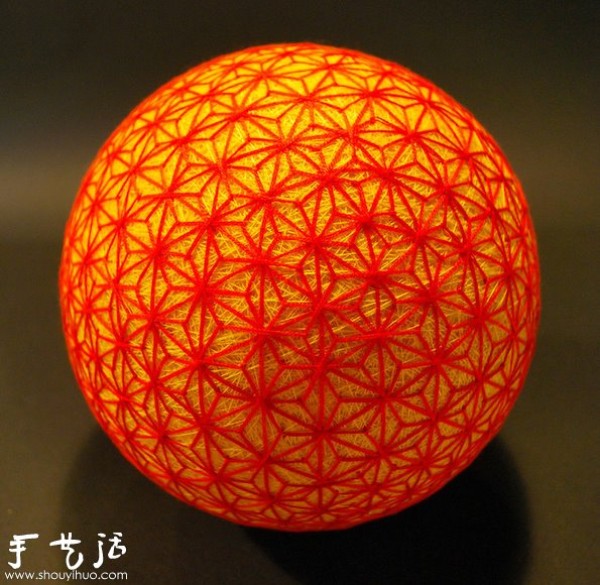 A beautiful temari ball handmade by a 92-year-old grandmother in Japan