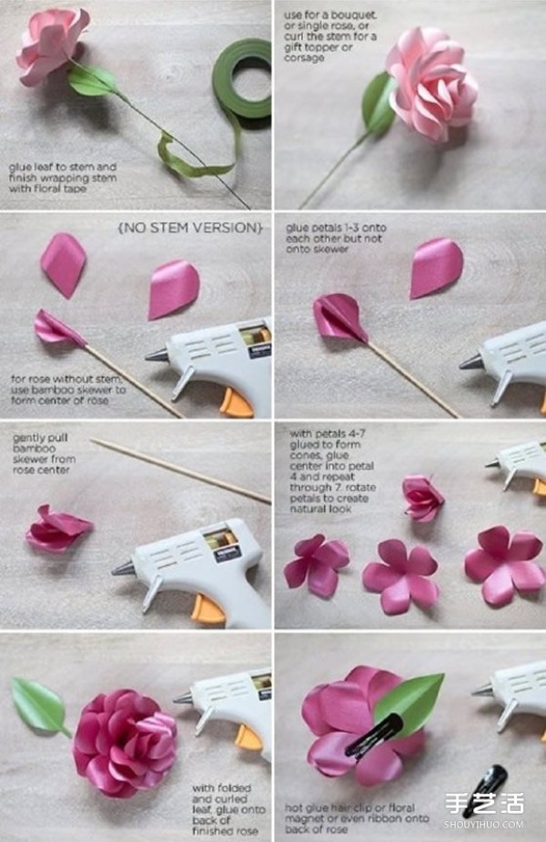 A simple folding method of paper rose with illustrations and paper rose hairpin DIY tutorial