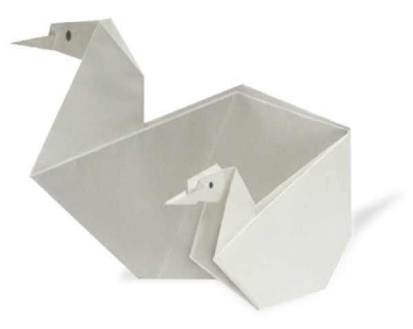 Handmade origami tutorial for a conjoined white swan