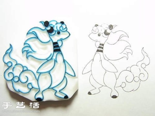 Use an eraser to DIY a cartoon pattern rubber stamp