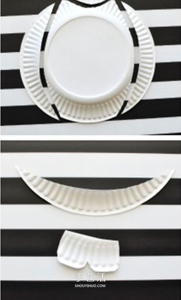 Disposable paper plates to make kittens and kindergarten handmade round-faced cats