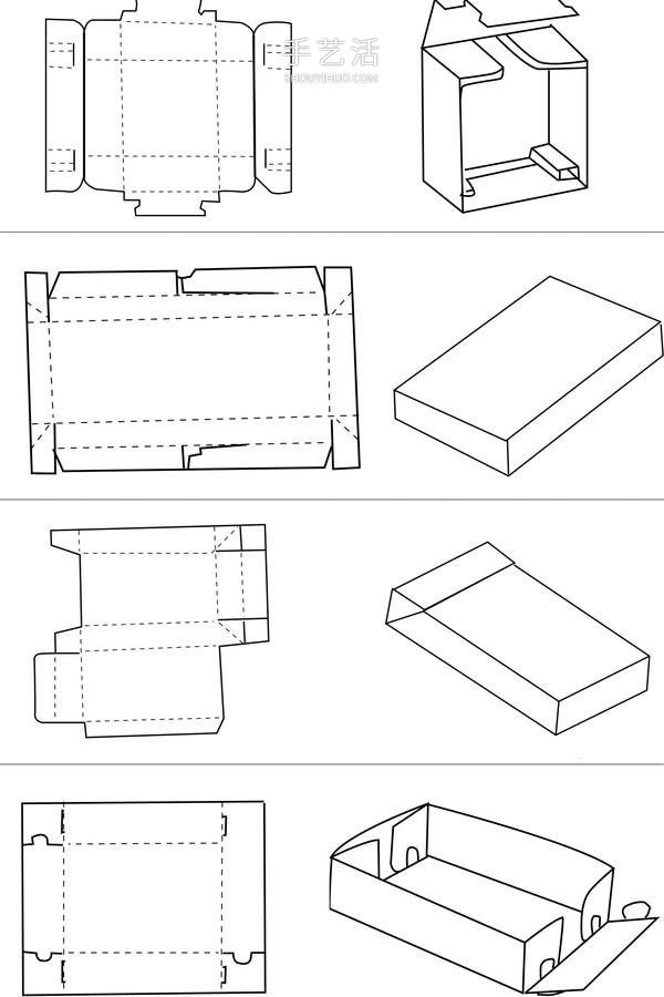 An expanded view of a storage box made from cardboard using a complete illustration of how to fold a storage box