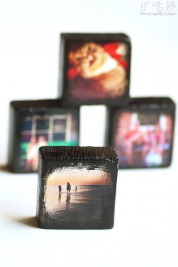 Wood block DIY to make lomo style photo jewelry