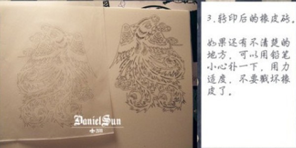 Illustrations of DIY handmade rubber stamps with paper-cut style New Year pictures on wooden boards