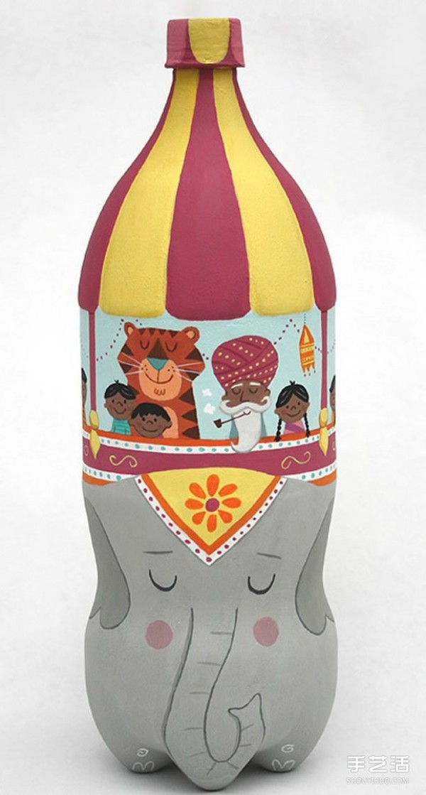 Cartoon bottle hand-drawn pictures and little creativity can turn waste into treasure