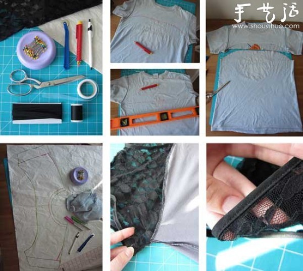 Renovation of old items: DIY lace T-shirt