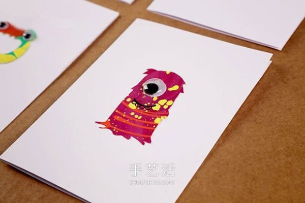 Funny greeting card DIY Halloween monster greeting card handmade