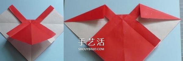 Step-by-step diagram of hand-made origami bow, simple method of folding bow-knot