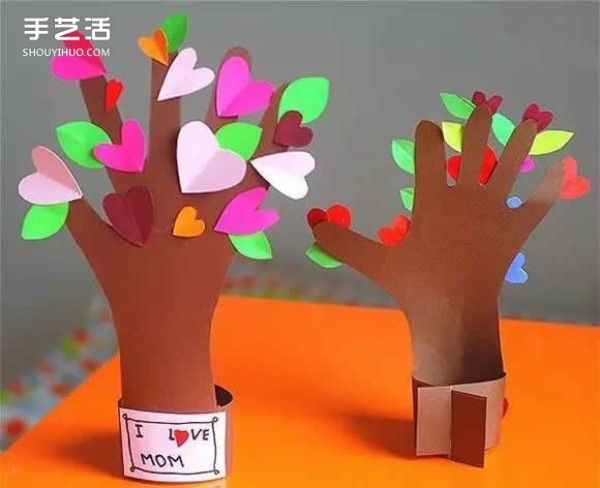 Kindergarten Mothers Day Gift: "Five Finger Connected Heart Tree" handmade