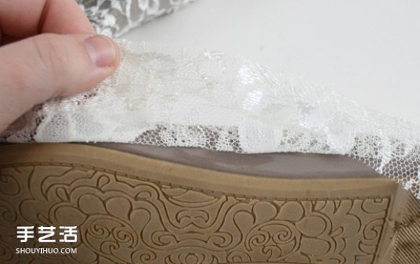 How to transform flat shoes, lace flat shoes DIY illustrated tutorial