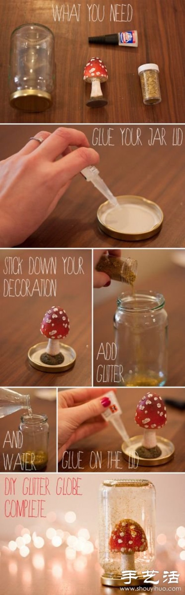 Tutorial on turning waste glass jars into treasures on DIY decorative ornaments