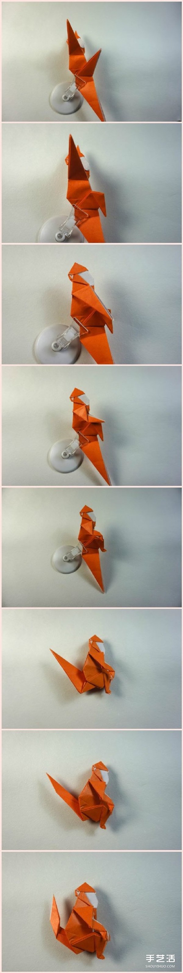 How to make an origami monkey with a three-dimensional squatting monkey origami tutorial with illustrations