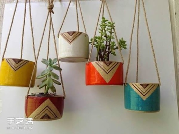 How to make your own hanging rope rack to make your potted plants more distinctive