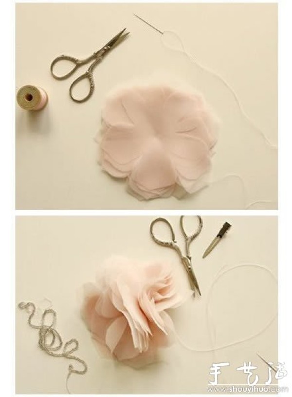 Tutorial on making large flowers on fabric by hand