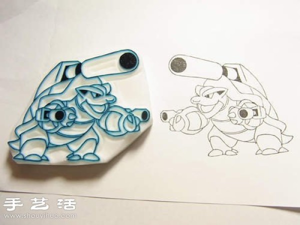 Use an eraser to DIY a cartoon pattern rubber stamp