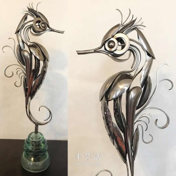 It turned out to be an exquisite bird sculpture handicraft made with a spoon