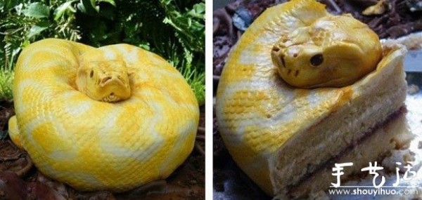 Handmade snake-shaped cake that will make your hair stand on end