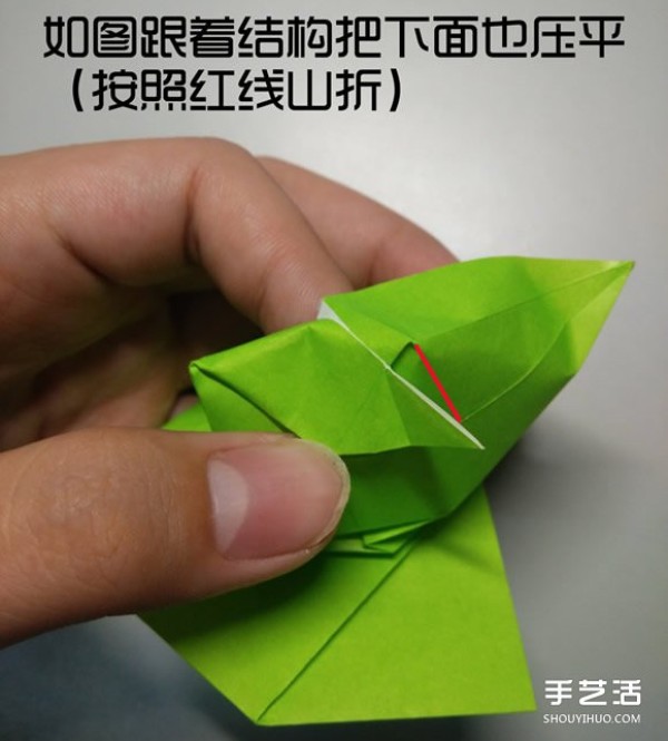 Three-dimensional duck origami step-by-step drawing and duck folding tutorial illustration