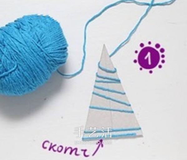 The simplest Christmas tree method for children to make a woolen Christmas tree by hand