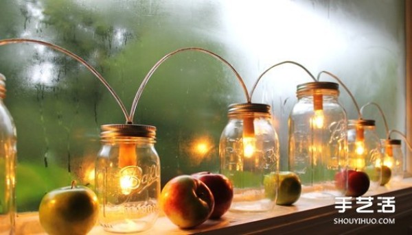 Small production of glass jar waste recyclingChristmas romantic lamps