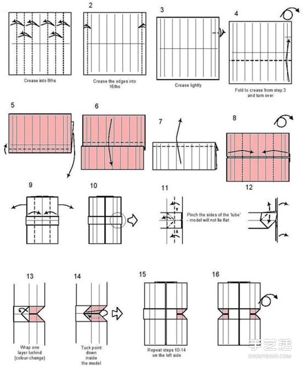 How to fold a movable mouth and an illustration of origami mouth toy