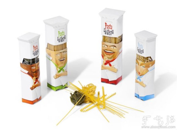 Spaghetti packaging that looks like a chef in a top hat