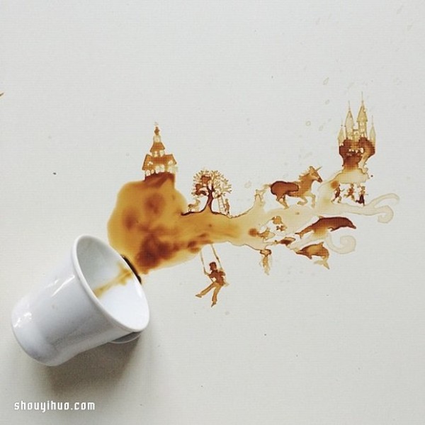 Creative Painting: Turn spilled coffee into graffiti art