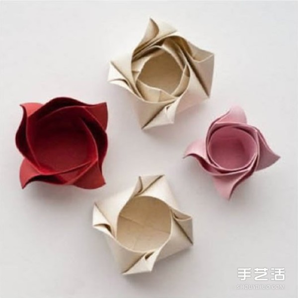 How to fold a rose carton and illustrate how to make an origami rose box