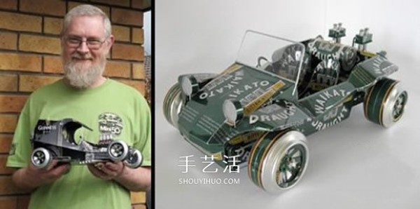 Can-pop car model making pictures, can-pop cans as vehicle model works