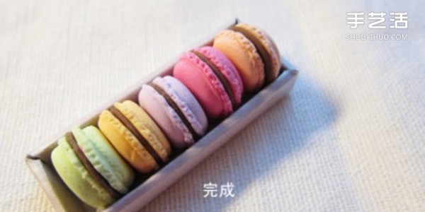 Illustrated tutorial on how to make macaron dessert trinkets with ultra-light clay